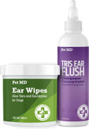 Pet Md Dog Ear Cleaning Wipes With Aloe And Eucalyptus + Veterinary Tris Flush Cat & Dog Ear Cleaner Pet Md Dog Ear Cleaning Wipes With Aloe And Eucalyptus + Veterinary Tris Flush Cat & Dog Ear Cleaner
