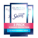 Secret Clinical Strength Invisible Solid Antiperspirant And Deodorant For Women, Protecting Powder, 1.6 Oz (Pack Of 3) Secret Clinical Strength Invisible Solid Antiperspirant And Deodorant For Women, Protecting Powder, 1.6 Oz (Pack Of 3)