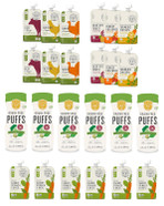 Serenity Kids Picky Eater Preventer Baby Food And Snack Bundle | Meats & Herbs Variety Pack, Bone Broth Pouch Variety Pack, Carrot Spinach Basil Pouches, Broccoli Puffs (24 Count)
