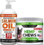 Strellalab Hemp Treats And Glucosamine For Dogs + Salmon Oil Omega 3 For Dogs Bundle - Hip & Joint Supplement - Allergy Relief - Itch Relief, Shedding - Skin And Coat Supplement Strellalab Hemp Treats And Glucosamine For Dogs + Salmon Oil Omega 3 For Dogs Bundle - Hip & Joint Supplement - Allergy Relief - Itch Relief, Shedding - Skin And Coat Supplement