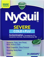 Vicks Nyquil Severe Cold, Flu, & Congestion Medicine, 24 Liquicaps, Maximum Strength, 24Count Vicks Nyquil Severe Cold, Flu, & Congestion Medicine, 24 Liquicaps, Maximum Strength, 24Count