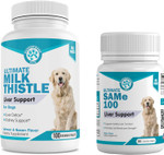 Wanderfound Pets - Milk Thistle & Same100 For Dogs, Promotes Natural Liver Health, Cognitive Brain Support, Perfect Liver Support Combo For Dogs And Puppies