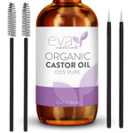 Eva Naturals Organic Castor Oil (2oz) - Promotes Hair, Eyebrow and Lash Growth - Diminishes Wrinkles and Signs of Aging - Organic Castor Oil for Hair Growth Eyelashes - Hair Growth Oil 100% Pure