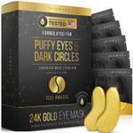 DERMORA Golden Glow Under Eye Patches (100 Pairs Eye Gels) - Rejuvenating Treatment for Dark Circles, Puffy Eyes, Refreshing, Revitalizing, Travel, Wrinkles