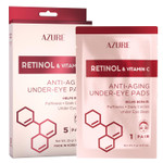 AZURE Retinol & Vitamin C Anti Aging Under Eye Pads - Hydrating & Refreshing Eye Mask Patches - Reduces Fine Lines, Wrinkles, Dark Circles & Puffiness - Skin Care Made in Korea - 5 PairsRetinol & Vitamin C