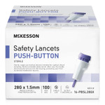 Mckesson Lancets For Diabetes Testing [100 Count] Lancing Device For Blood And Glucose Test, 28G X 1.5 Mm, Push Button Activation, Sterile, Single Use