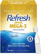 Refresh Optive Mega-3 Lubricant Eye Drops Preservative-Free Artificial Tears, 0.01 Fl Oz (0.4 Ml), 30 Single-Use Containers Refresh Optive Mega-3 Lubricant Eye Drops Preservative-Free Artificial Tears, 0.01 Fl Oz (0.4 Ml), 30 Single-Use Containers