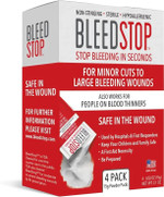 Bleedstopâ First Aid Powder For Blood Clotting, Trauma Kit, Blood Thinner Patients, Camping Safety, And Survival Equipment For Moderate To Severe Bleeding Wounds Or Nosebleeds - 4 (15G) Pouches Bleedstopâ First Aid Powder For Blood Clotting, Trauma Kit, Blood Thinner Patients, Camping Safety, And Survival Equipment For Moderate To Severe Bleeding Wounds Or Nosebleeds - 4 (15G) Pouches