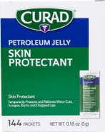 Curad Petroleum Jelly Skin Protectant, Healing Ointment For Dry Cracked Skin, 144 Count Packets