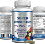 Super Antioxidant Fruit Superfood Complex - Powerful Antioxidant Superfruits, Acai, Goji, Noni, Mangosteen, Pomegranate, Elderberry, Resveratrol, Immune Support, Skin Care - 60 Capsules