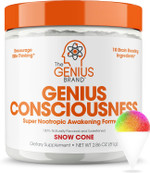 Genius Consciousness, Super Nootropic Brain Supplement Powder, Snow Cone - Focus, Cognitive Function, Concentration & Memory Booster - Alpha Gpc & Lions Mane Mushroom For Neuro Energy