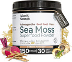 Atlantic Naturals Sea Moss Superfood Powder With Ashwagandha, Beet Root, And Maca Root - Sea Moss Powder Supports Healthy Skin, Athletic Performance, And Positive Mood - Vanilla Flavor (150G)