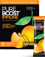 Pureboost Immune Clean Energy Booster, Refreshing Energy Drink Mix And Immunity Supplement With Elderberry, 1,200 Mg Vitamin C, Vitamins A + D, And Zinc. (Tangerine Twist, 30 Count) Pureboost Immune Clean Energy Booster, Refreshing Energy Drink Mix And Immunity Supplement With Elderberry, 1,200 Mg Vitamin C, Vitamins A + D, And Zinc. (Tangerine Twist, 30 Count)