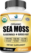 American Standard Supplements Organic Sea Moss, Bladderwrack & Burdock Root Capsules - 1200Mg Sea Moss, 1200Mg Bladderwrack, 225Mg Burdock Root Per Serving - 120 Capsules, 40 Servings American Standard Supplements Organic Sea Moss, Bladderwrack & Burdock Root Capsules - 1200Mg Sea Moss, 1200Mg Bladderwrack, 225Mg Burdock Root Per Serving - 120 Capsules, 40 Servings