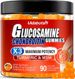 Sugar Free Glucosamine Chondroitin Gummgies, Extra Strength 1500Mg With Msm &Turmeric For Joint Support & Flexibility, Orange Flavor, Gluten-Free Gummies (90 Count)