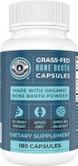 Grass-Fed Bone Broth Capsules With Collagen From Organic Bone Broth Powder. Collagen Supplement For Nails, Hair, Joints And Digestive Health* Support. Gut Friendly-Ingredients, 180 Capsules