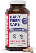 Yerba Prima Daily Fiber Caps Formula, 400 Capsules - Both Soluble And Insoluble - With Psyllium Seed Husks, Acacia Gum, Apple Fiber And More - Dietary Supplement Yerba Prima Daily Fiber Caps Formula, 400 Capsules - Both Soluble And Insoluble - With Psyllium Seed Husks, Acacia Gum, Apple Fiber And More - Dietary Supplement