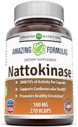 Amazing Formulas Nattokinase Dietary Supplement 100 Mg Veggie Capsules Supplement | 2000 Fu Enzyme Activity | Non-Gmo | Gluten Free | Made In Usa (270 Count)