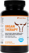Saltwrap Organ Therapy - Grass Fed Beef Organ Meat Complex Supplement With Organic Bone Broth Concentrate (Beef Liver, Heart, Kidney And Bone Broth Capsules With Bioperine) Desiccated, 90 Capsules
