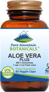 Pure Mountain Botanicals Aloe Vera Plus Capsules. 200:1 Extract. Kosher Organic Dried Aloe Vera Gel, Marshmallow Root, Slippery Elm