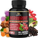 Berberine With Ceylon Cinnamon, Turmeric, Milk Thistle, Artichoke, Black Pepper - 60 Count - Pack Of 1 Berberine With Ceylon Cinnamon, Turmeric, Milk Thistle, Artichoke, Black Pepper - 60 Count - Pack Of 1