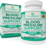 Purepremium Blood Pressure Support With Hawthorn Berry, Hibiscus - Nitric Oxide With Vitamin B6 - Garlic Supplements For Normal Nitric Oxide Supplement - 180 Caps