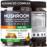 Mushroom Gummies, 20 In 1 Complex 1050 Mg, Cordyceps, Reishi, Turkey Tail, Maitake, Shiitake, Lion Mane Mushroom Supplement For Immune, Focus, Energy Support, Vegan, Gotu Kola Mushroom Gummies, 20 In 1 Complex 1050 Mg, Cordyceps, Reishi, Turkey Tail, Maitake, Shiitake, Lion Mane Mushroom Supplement For Immune, Focus, Energy Support, Vegan, Gotu Kola