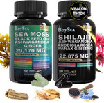 Boysea.Shilajit And Sea Moss Bundle- 90 Count - Sea Moss 7000Mg, Black Seed Oil 4000Mg, Ashwagandha 2000Mg, Ginger & Shilajit 9000Mg, Rhodiola Rosea 1000Mg, All In 1 Supplements (1 Pack) Boysea.Shilajit And Sea Moss Bundle- 90 Count - Sea Moss 7000Mg, Black Seed Oil 4000Mg, Ashwagandha 2000Mg, Ginger & Shilajit 9000Mg, Rhodiola Rosea 1000Mg, All In 1 Supplements (1 Pack)