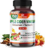 Organic Apple Cider Vinegar Capsules Enhanced With Cinnamon, Turmeric - Ultra Supplement For Digestive, Circulatory, Immunity Support | 150 Capsules