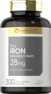 Carlyle Easy Iron Supplement For Women And Men | 28Mg | 300 Capsules | As Ferrous Bisglycinate | Non-Gmo And Gluten Free