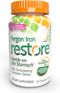 Fergon Iron Restore Chewable Tablets - Gentle On Stomach, Non-Constipating - 27Mg Iron For Energy Support  60 Tablets