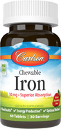 Carlson - Chewable Iron, 30 Mg, Superior Absorption, Blood Health, Energy Production & Optimal Wellness, Natural Strawberry Flavor, 60 Tablets Carlson - Chewable Iron, 30 Mg, Superior Absorption, Blood Health, Energy Production & Optimal Wellness, Natural Strawberry Flavor, 60 Tablets
