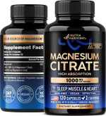 Magnesium Citrate Capsules 1000Mg | High Absorption Supplement - Sleep, Muscle & Heart Support - Vegan | Non-Gmo - Made In Usa - As Powder | Pills | Tablets - 120 Capsules, 2 Month Supply
