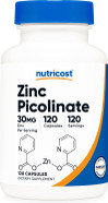 Nutricost Zinc Picolinate 30Mg, 120 Capsules - Gluten Free And Non-Gmo