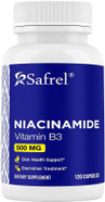 Safrel Niacinamide 500Mg (Vitamin B3) - 120 Capsules - Skin Health & Blemish Support - Non-Gmo, Gluten-Free - Flush-Free Formula - For Men And WomenâS Health