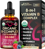Usda Organic Vitamin B-Complex B5 Pantothenic Acid | B12 Methylcobalamin | B1 Thiamine | B6 Pyridoxine | B7 Biotin | B9 Folic | B3 Niacinamide - B Complex Liquid Drops, Made In Usa Supplement, 2Fl Oz Usda Organic Vitamin B-Complex B5 Pantothenic Acid | B12 Methylcobalamin | B1 Thiamine | B6 Pyridoxine | B7 Biotin | B9 Folic | B3 Niacinamide - B Complex Liquid Drops, Made In Usa Supplement, 2Fl Oz