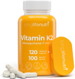 Vitamin K2 Mk-7 100Mcg  Nutrient Support For Bones And Circulation, 120 Vegetarian Capsules, 4-Month Supply, Lab Tested, Made In The Usa, Non-Gmo
