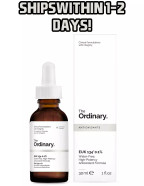 A bottle of The Ordinary EUK 134 0.1%, a powerful antioxidant serum that protects and rejuvenates the skin.