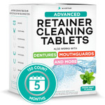 Mint-flavored retainer and mouth guard cleaner tablets for fresh, deep cleaning. Mint-flavored retainer and mouth guard cleaner tablets for fresh, deep cleaning.