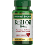 Nature's Bounty Krill Oil 500 mg bottle containing 30 rapid-release softgels. Nature's Bounty Krill Oil 500 mg bottle containing 30 rapid-release softgels.