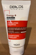 Compact 50mL bottle of VICHY Dercos Energy+ Shampoo, ideal for travel.