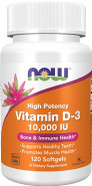 "NOW Foods Vitamin D-3 10,000 IU – 120 Softgels for Bone and Immune Support." "NOW Foods Vitamin D-3 10,000 IU – 120 Softgels for Bone and Immune Support."