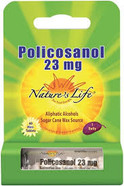 A bottle of Nature's Life Policosanol 23 mg, containing 60 mini-tablets.