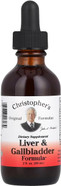 A 2 fl oz amber glass bottle labeled "Christopher's Original Formulas Liver & Gallbladder Formula," featuring a dropper cap for precise dosing. A 2 fl oz amber glass bottle labeled "Christopher's Original Formulas Liver & Gallbladder Formula," featuring a dropper cap for precise dosing.