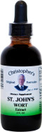 A 2 oz amber glass bottle labeled "Dr. Christopher's St. John's Wort Herb Glycerite," featuring a dropper cap for precise dosing. A 2 oz amber glass bottle labeled "Dr. Christopher's St. John's Wort Herb Glycerite," featuring a dropper cap for precise dosing.