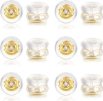 Clear silicone earring backs – hypoallergenic, soft stoppers for studs and heavy earrings (6 pairs). Clear silicone earring backs – hypoallergenic, soft stoppers for studs and heavy earrings (6 pairs).