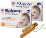 Bickiepegs Teething Biscuits for Baby 6 Months +, Hard Natural teether for Teething Relief & Introduction to Solids, Vegan & Food Based jaw Exerciser (2 Pack)