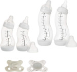 Difrax Baby Bottle Set 0-6 Months - Baby Newborn Drinking Bottle - Anti Colic - Good Acceptance - 2 x 170 ml - 2 x 250 ml - 1 x Dummy 0-6 Months - 1 x Glow in The Dark Dummy - White - 6 Pieces Difrax Baby Bottle Set 0-6 Months - Baby Newborn Drinking Bottle - Anti Colic - Good Acceptance - 2 x 170 ml - 2 x 250 ml - 1 x Dummy 0-6 Months - 1 x Glow in The Dark Dummy - White - 6 Pieces