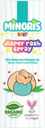 Minoris Baby Nappy Rash Spray, Diaper Rash Spray, Organic, Mineral & Vegan Content, Zinc Oxide, Hypoallergenic, Shea Butter, Soothe, Protection Baby Diaper Rash, Dermatological Tested, No-Touch 100ml