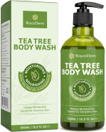 RoyceDerm Tea Tree Body Wash & Soap: Skin Care for Body Odor, Back Acne, Folliculitis, Tinea Versicolor, Jock Itch, Athletes Foot, and Ringworm - Gentle Cleansing with tea tree oil for Men & Women